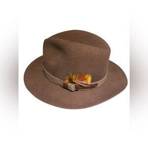 Vintage wool Felt Fedora Hat Olive Brown